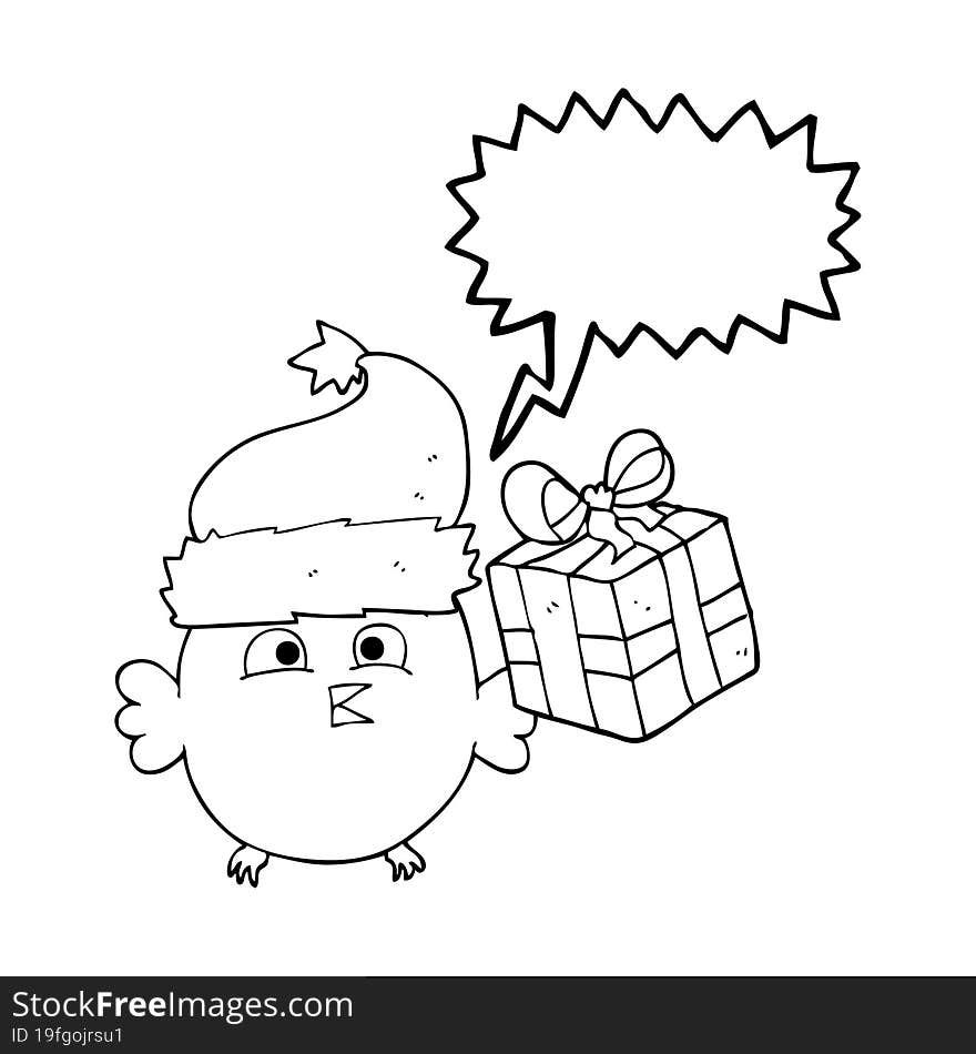 speech bubble cartoon  christmas owl