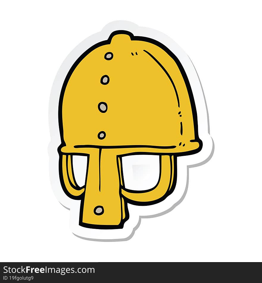 Sticker Of A Cartoon Medieval Helmet