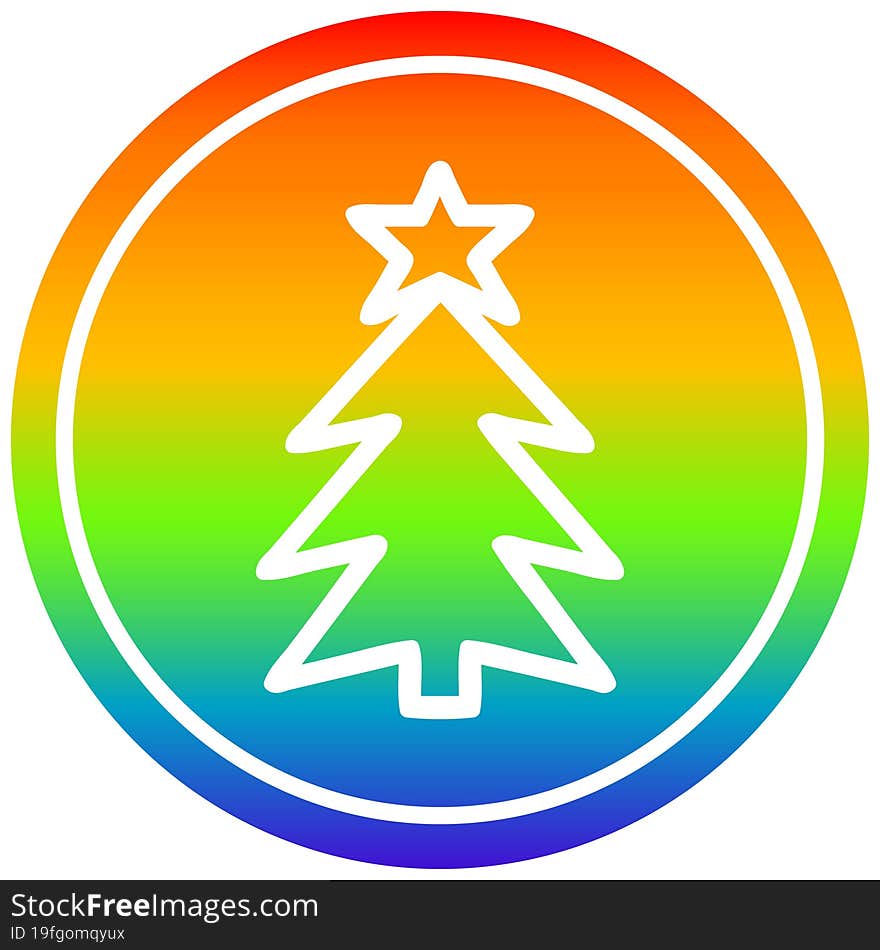 christmas tree circular in rainbow spectrum