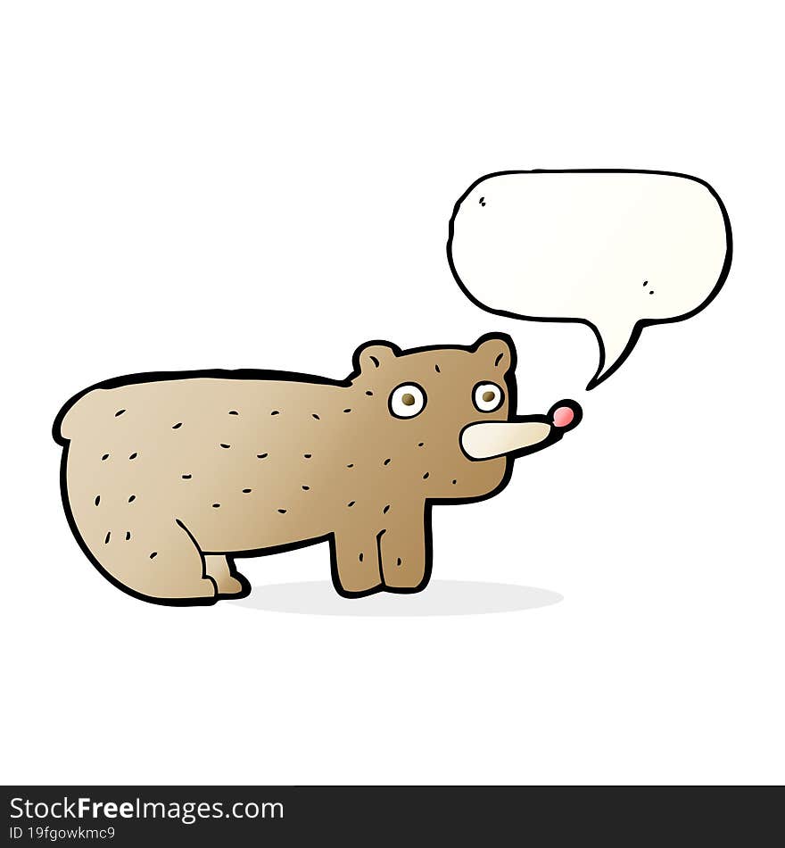 funny cartoon bear with speech bubble