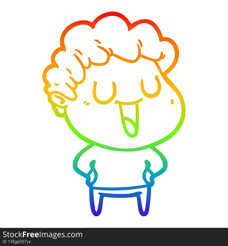 rainbow gradient line drawing laughing cartoon man