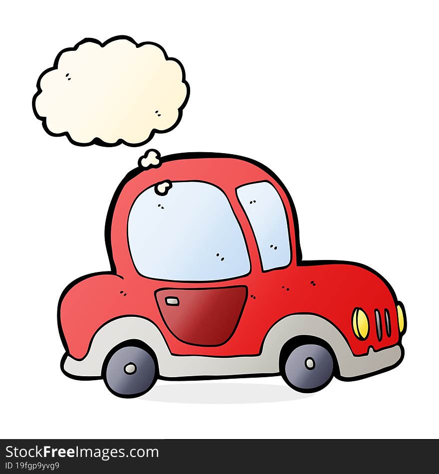 cartoon car with thought bubble