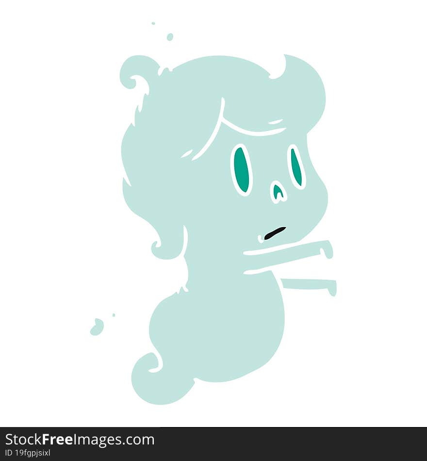 cartoon illustration of a kawaii cute ghost. cartoon illustration of a kawaii cute ghost