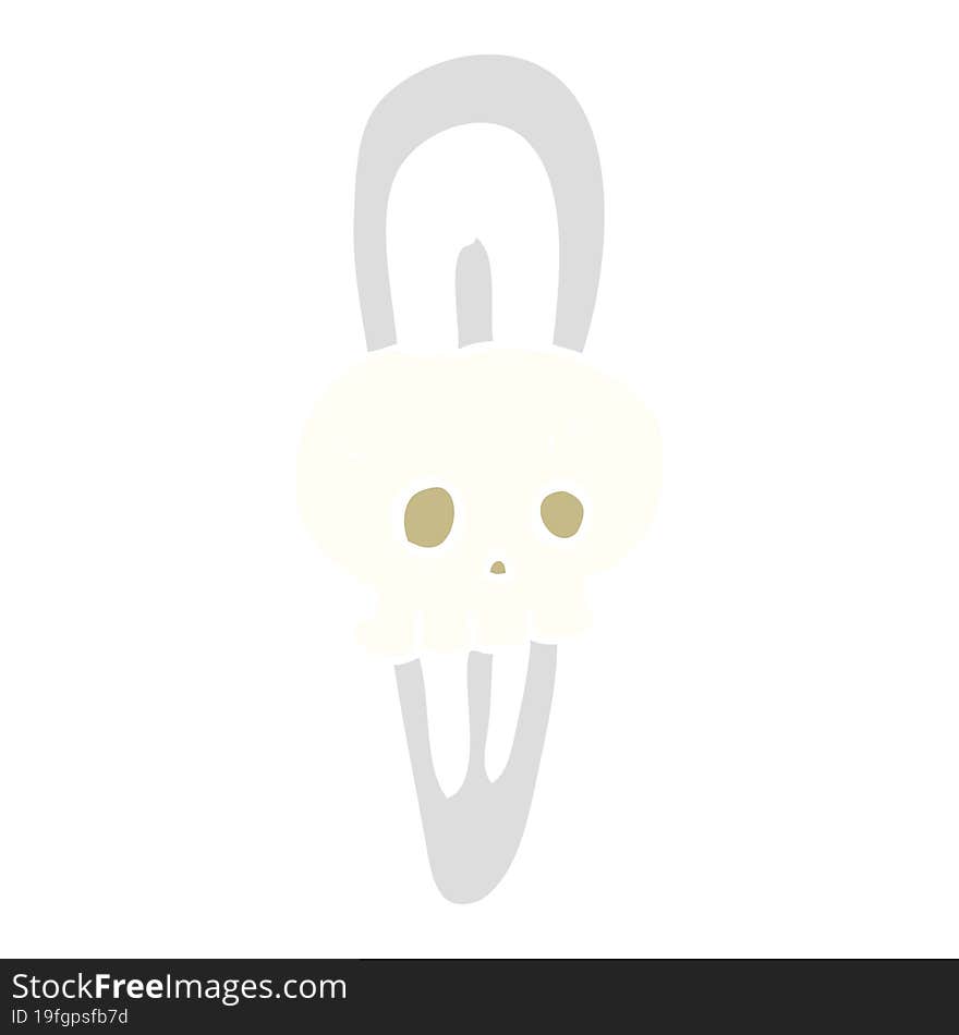 Flat Color Illustration Of A Cartoon Skull Hairclip