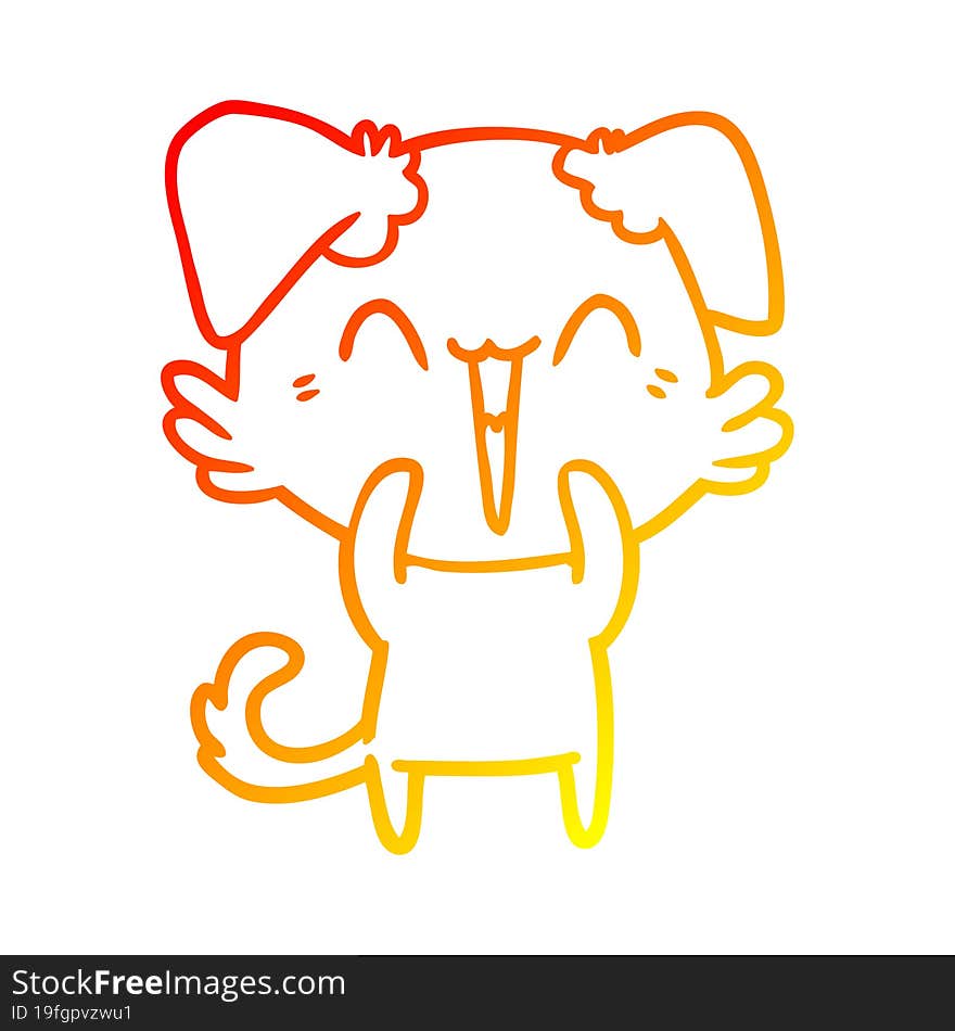 warm gradient line drawing happy little dog cartoon