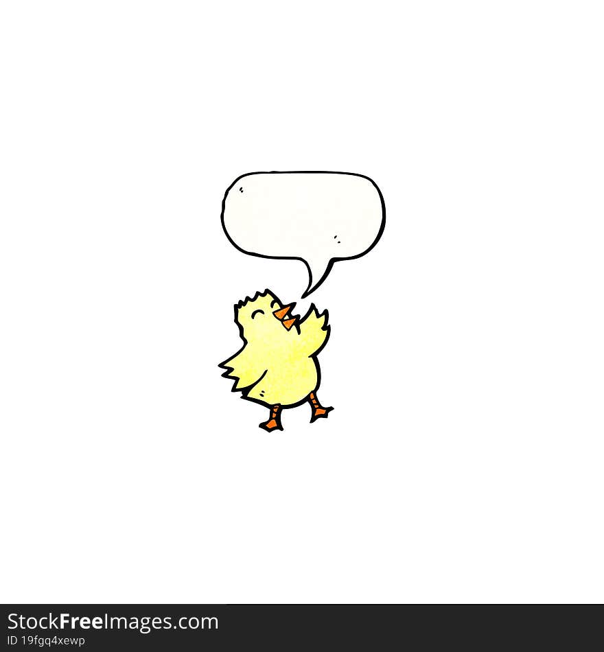 cartoon yellow chick with speech bubble