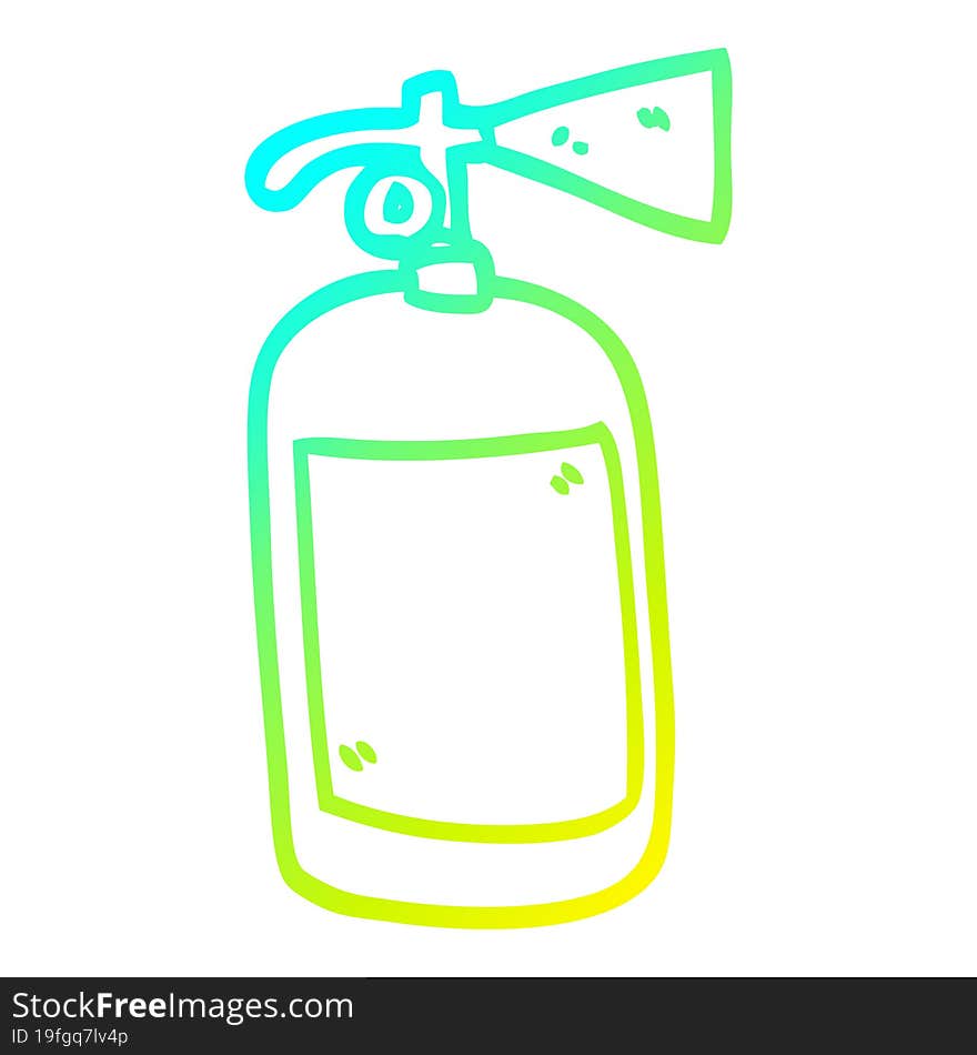 Cold Gradient Line Drawing Cartoon Fire Extinguisher