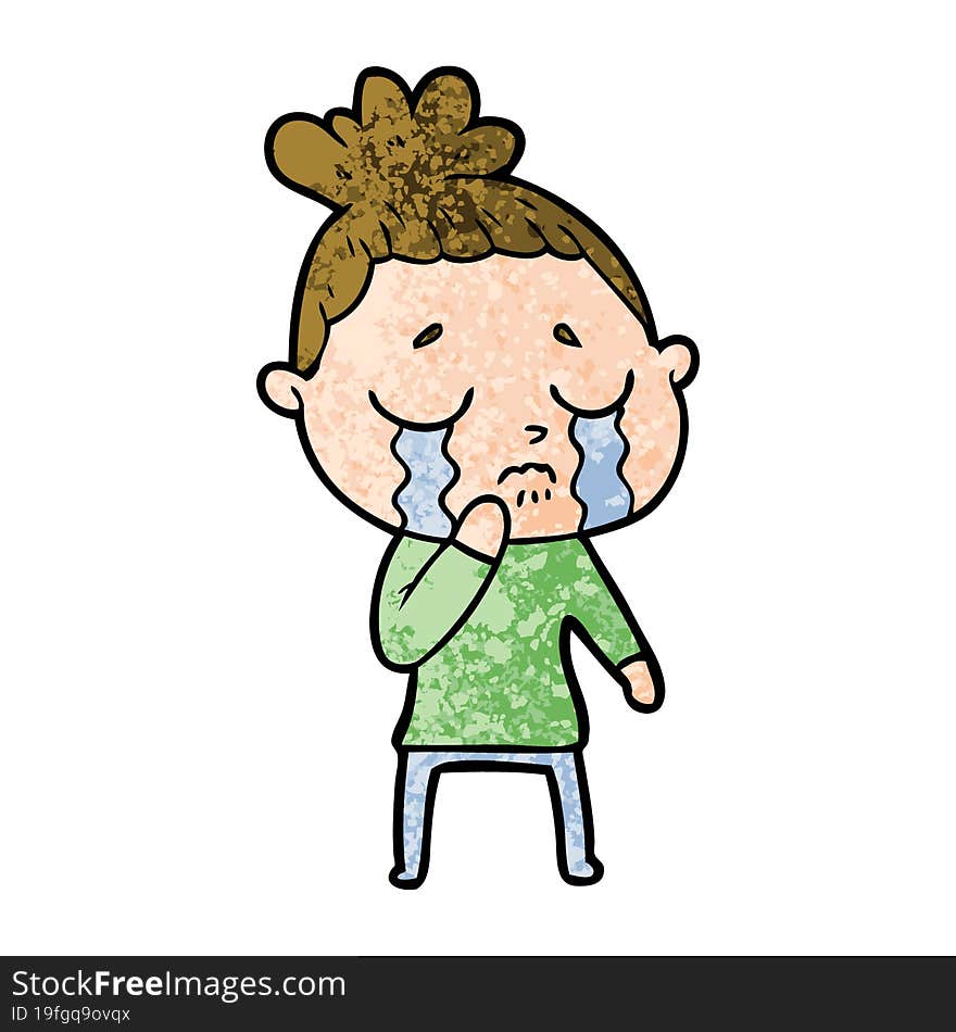 cartoon crying woman. cartoon crying woman