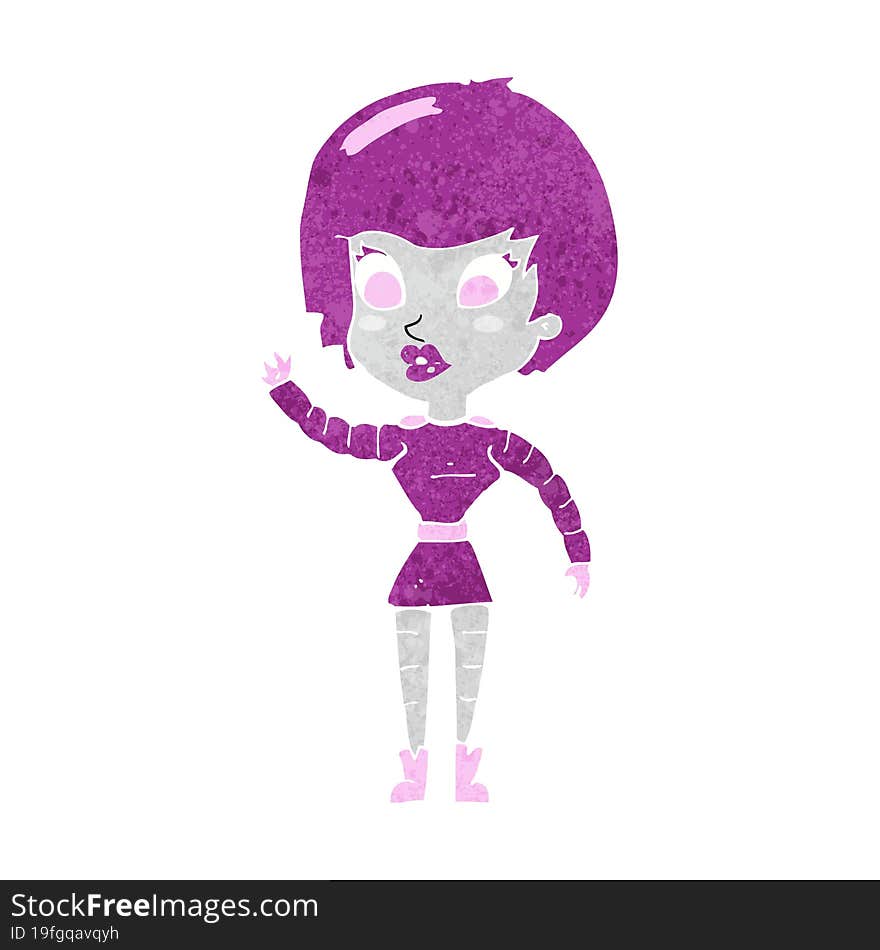 cartoon robot woman waving