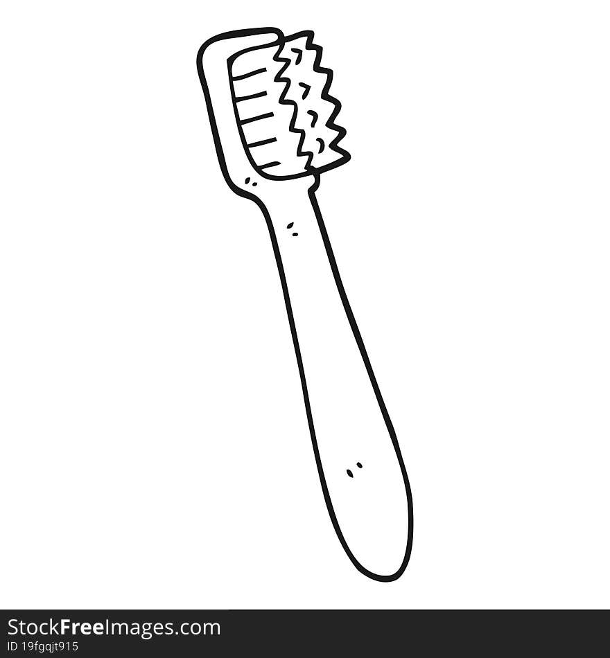 freehand drawn black and white cartoon toothbrush