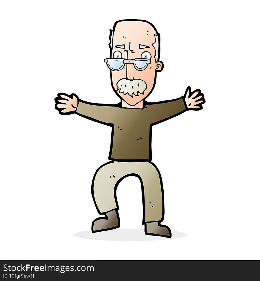 cartoon old man waving arms