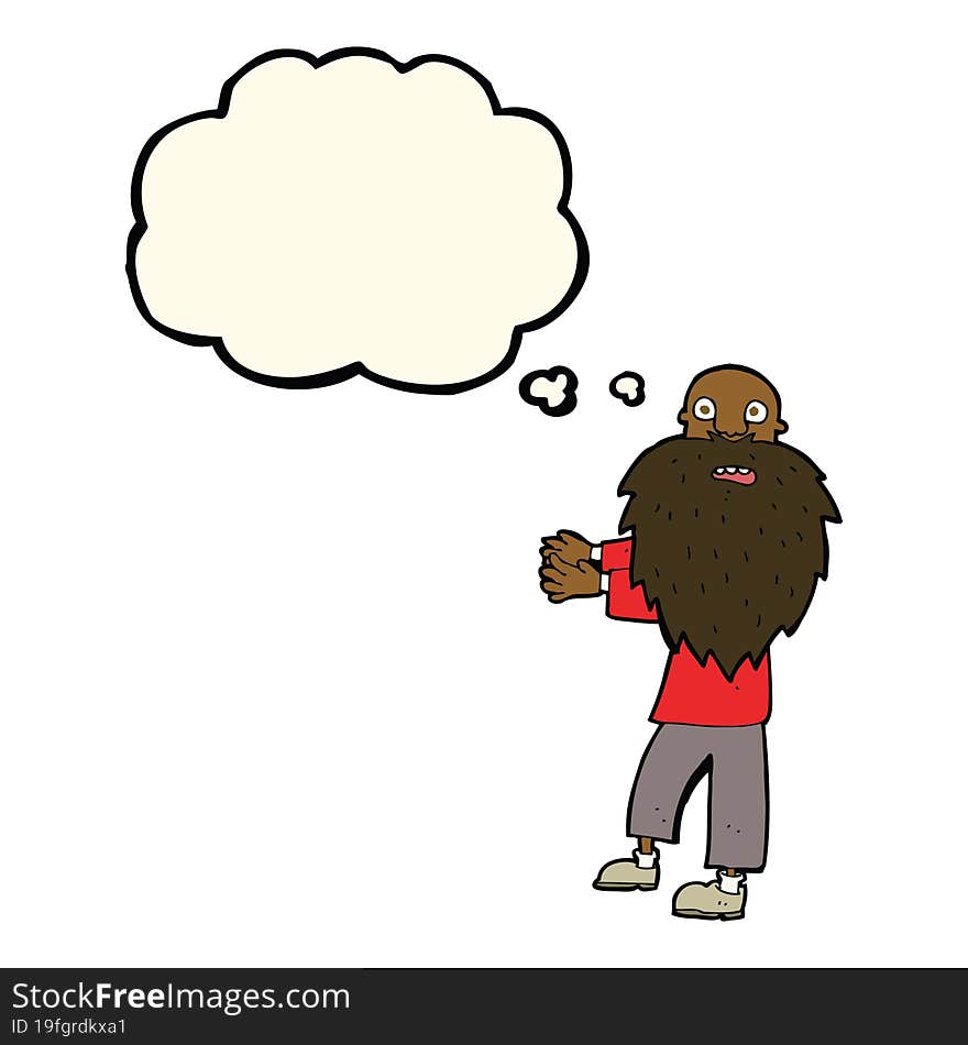 cartoon bearded old man with thought bubble