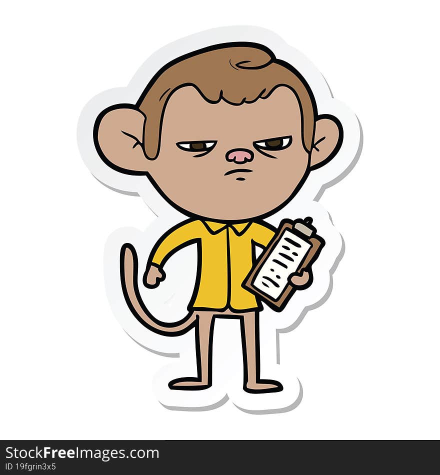 sticker of a cartoon annoyed monkey boss