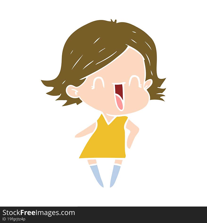 flat color style cartoon happy woman