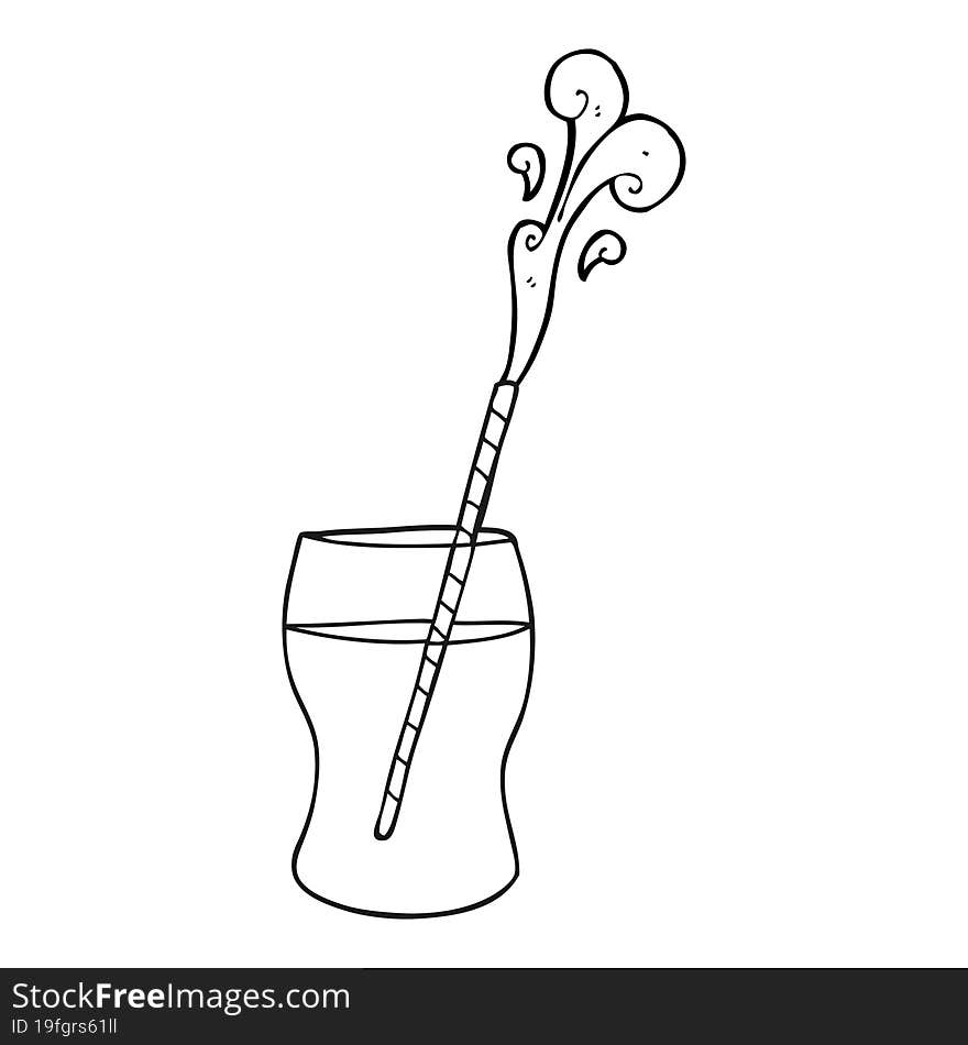 black and white cartoon fizzy drink