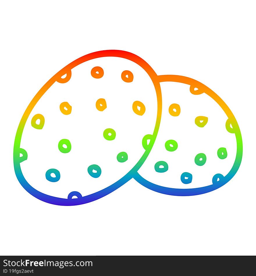 Rainbow Gradient Line Drawing Cartoon Cookies Together