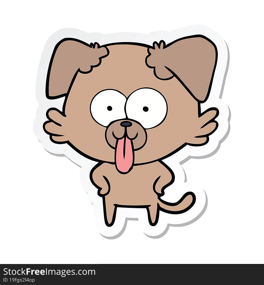 sticker of a cartoon dog with tongue sticking out