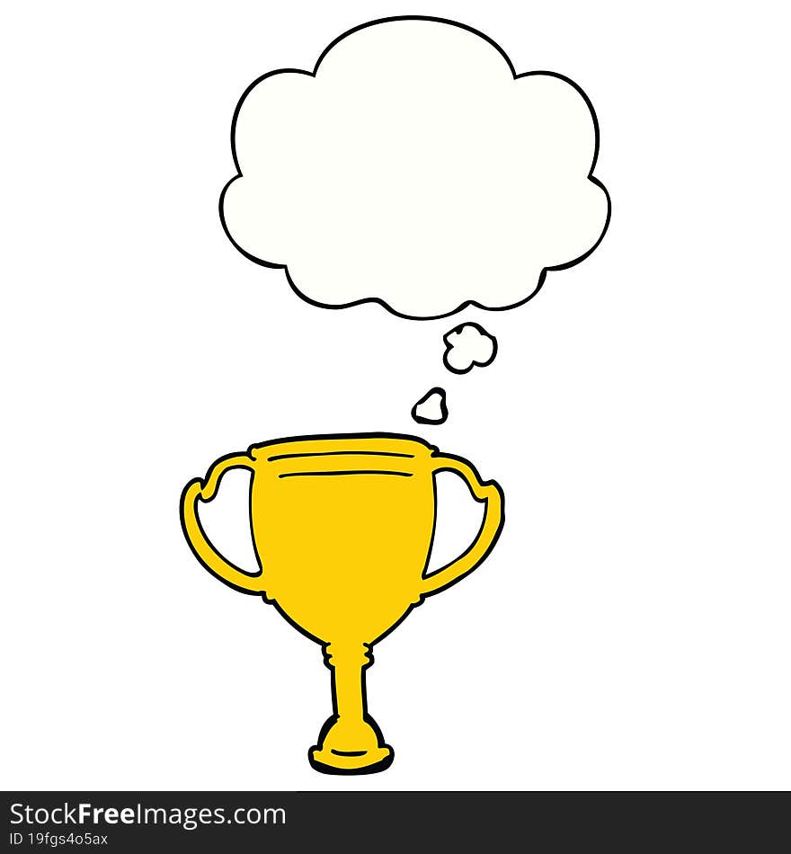 cartoon sports trophy with thought bubble. cartoon sports trophy with thought bubble