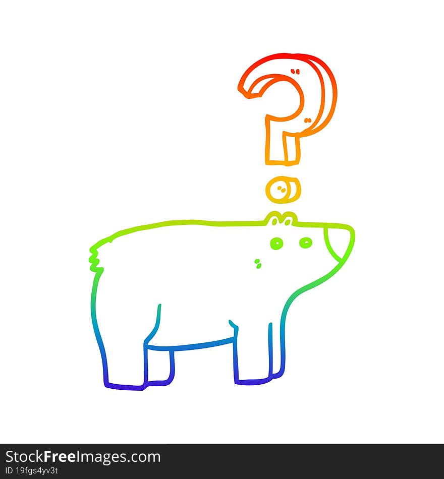 rainbow gradient line drawing cartoon confused bear