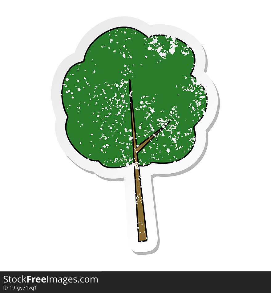 Distressed Sticker Of A Quirky Hand Drawn Cartoon Tree