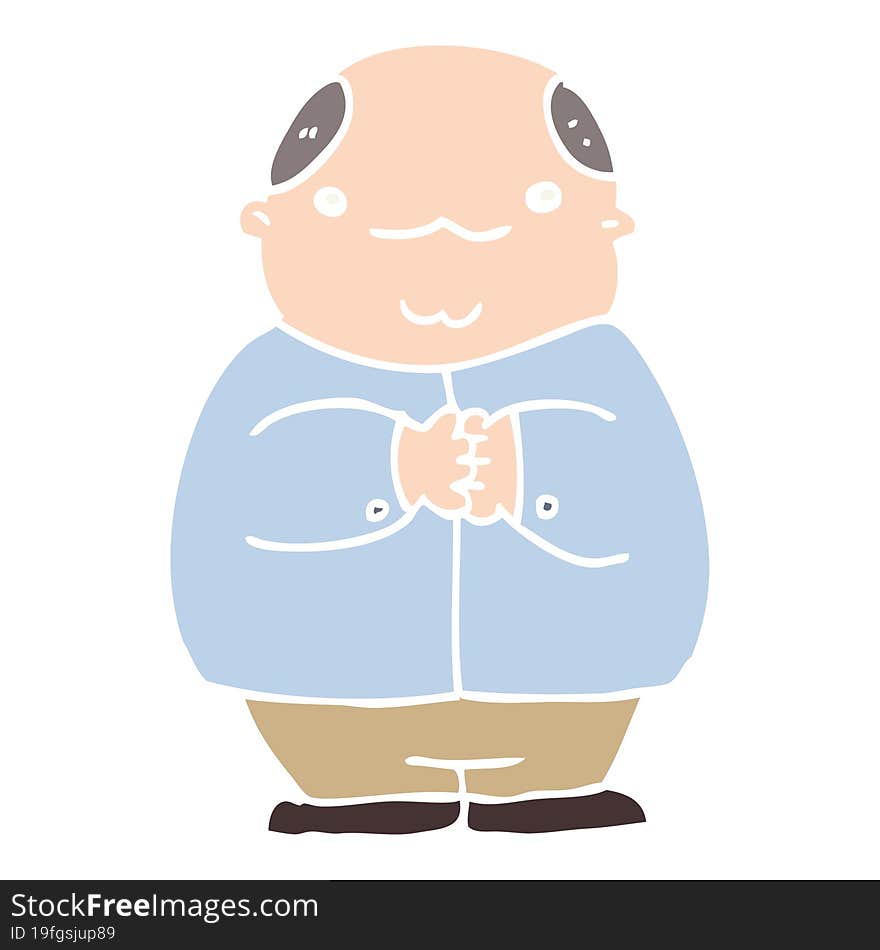 flat color style cartoon balding man