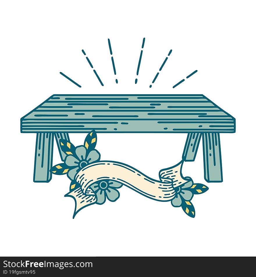 banner with tattoo style wood table