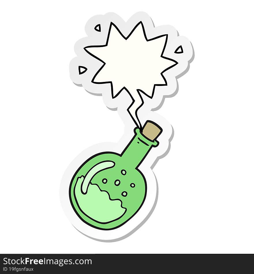 cartoon potion with speech bubble sticker. cartoon potion with speech bubble sticker