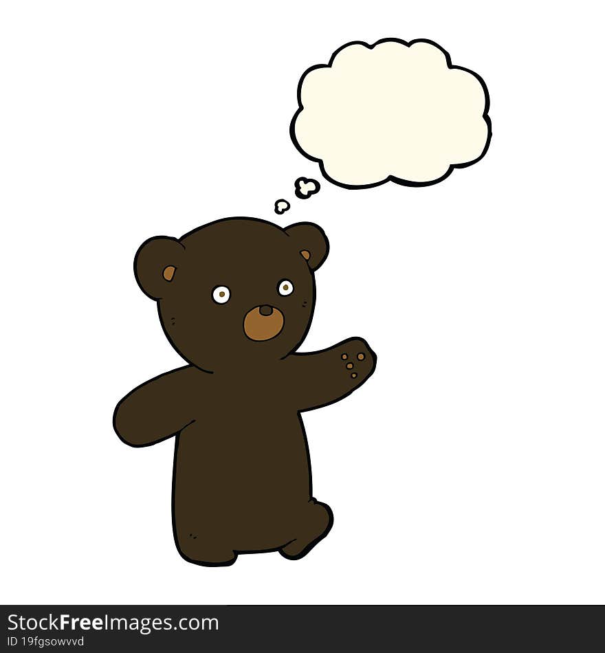 cartoon black bear cub with thought bubble