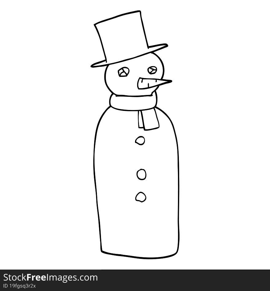 line drawing cartoon traditional snowman