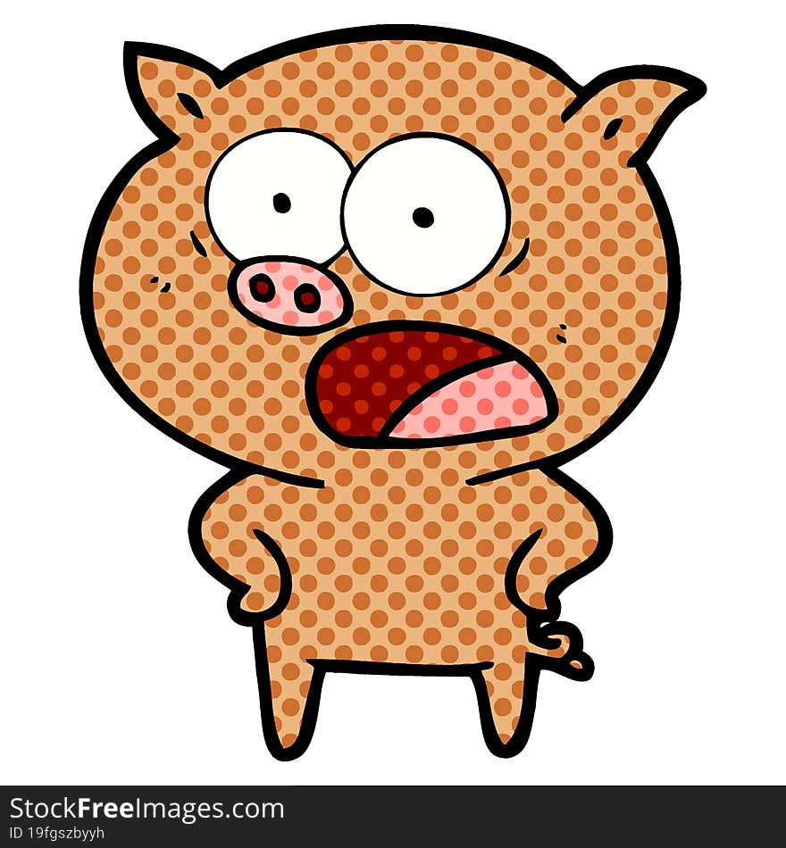 cartoon pig shouting. cartoon pig shouting