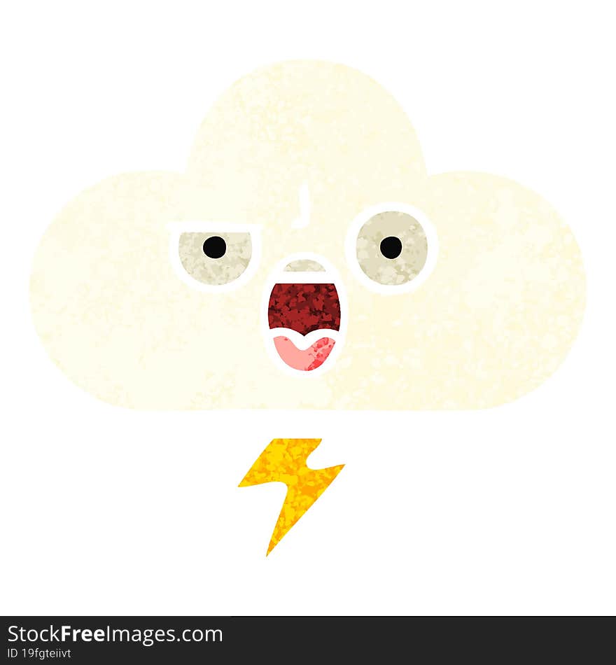 retro illustration style cartoon of a storm cloud