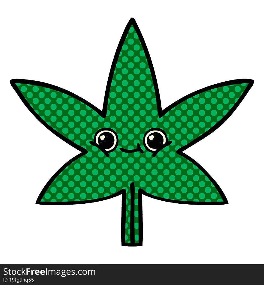 comic book style cartoon marijuana leaf