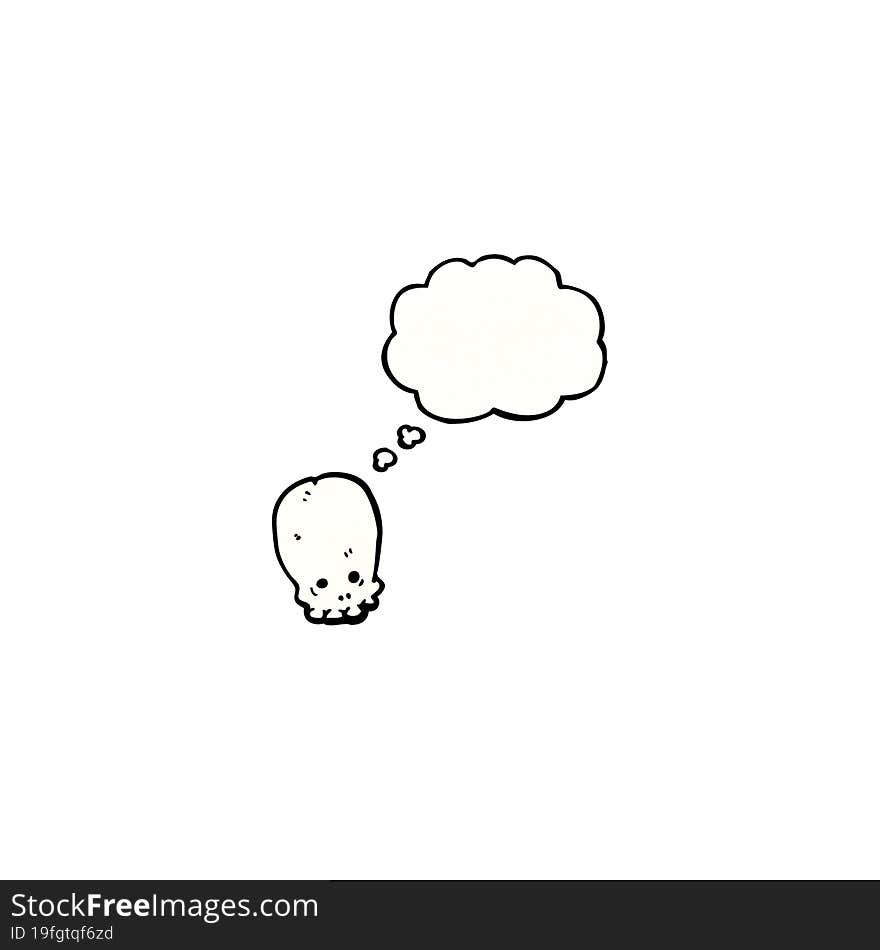 cartoon skull with thought bubble