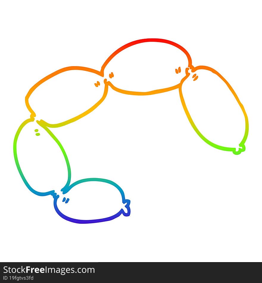 rainbow gradient line drawing cartoon sausages