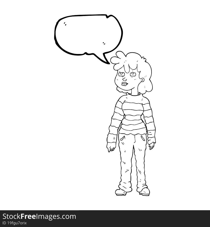 speech bubble cartoon woman in casual clothes