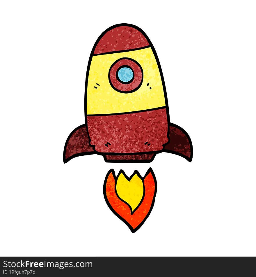 cartoon doodle space rocket