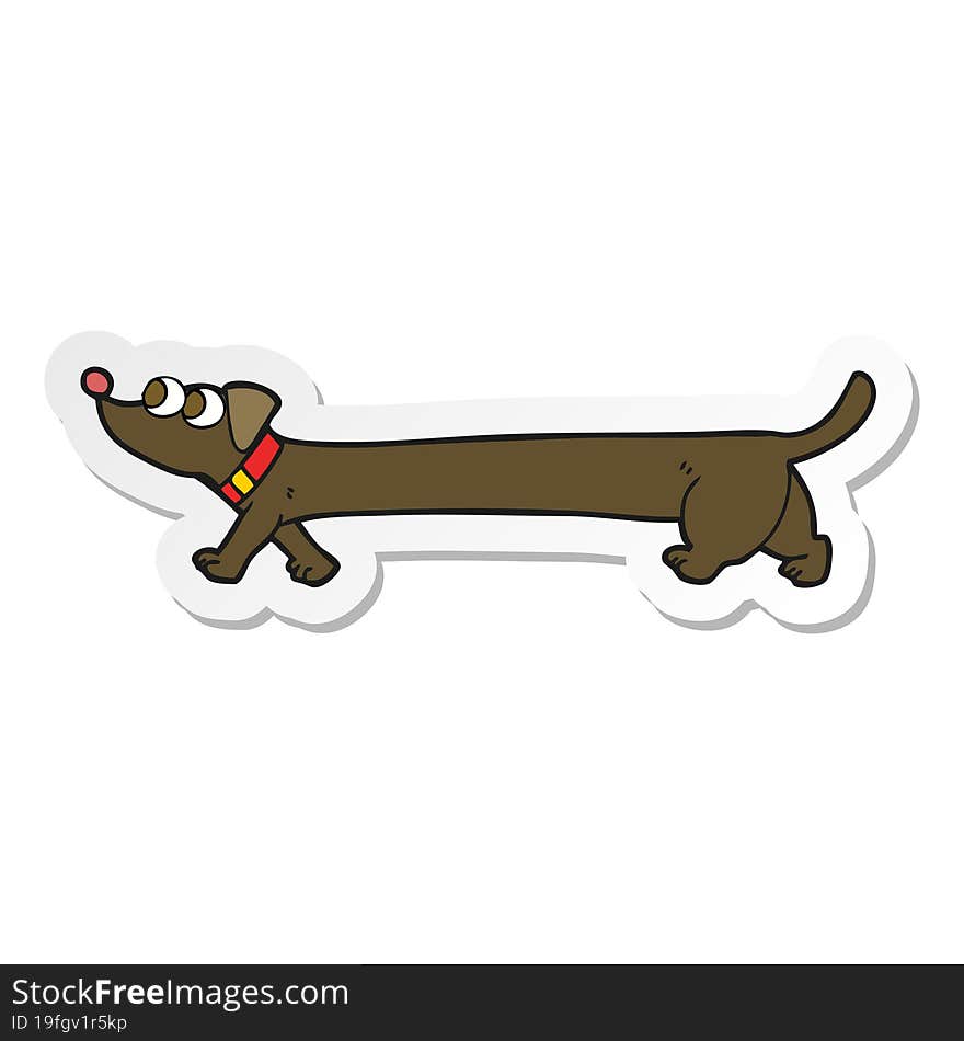 sticker of a cartoon dachshund