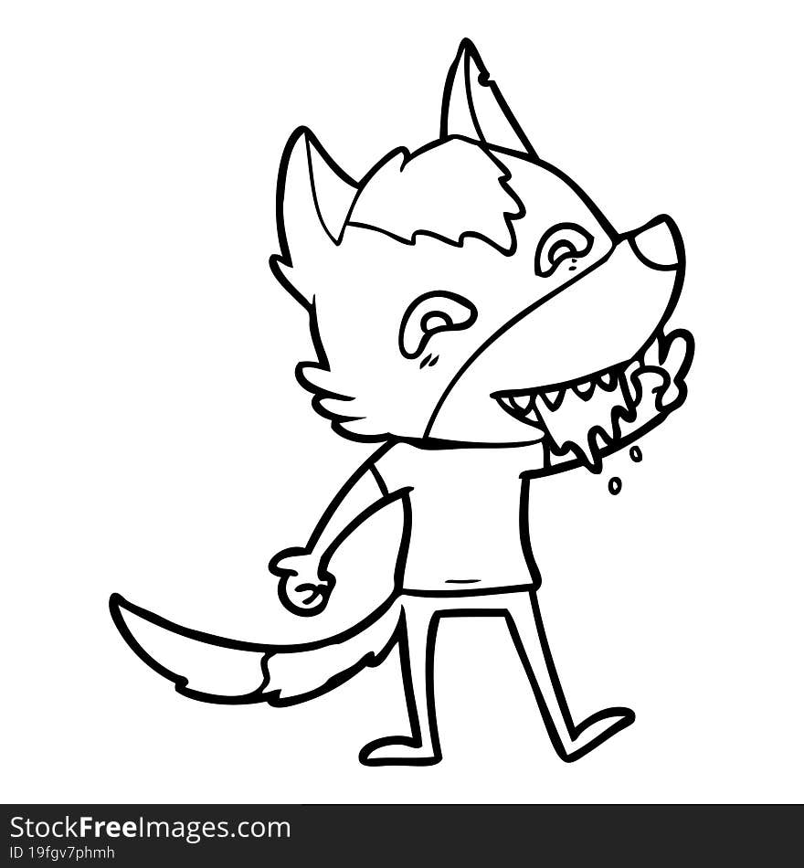 cartoon hungry wolf. cartoon hungry wolf