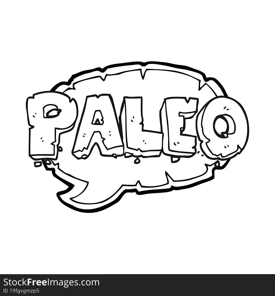 paleo freehand drawn black and white cartoon sign. paleo freehand drawn black and white cartoon sign