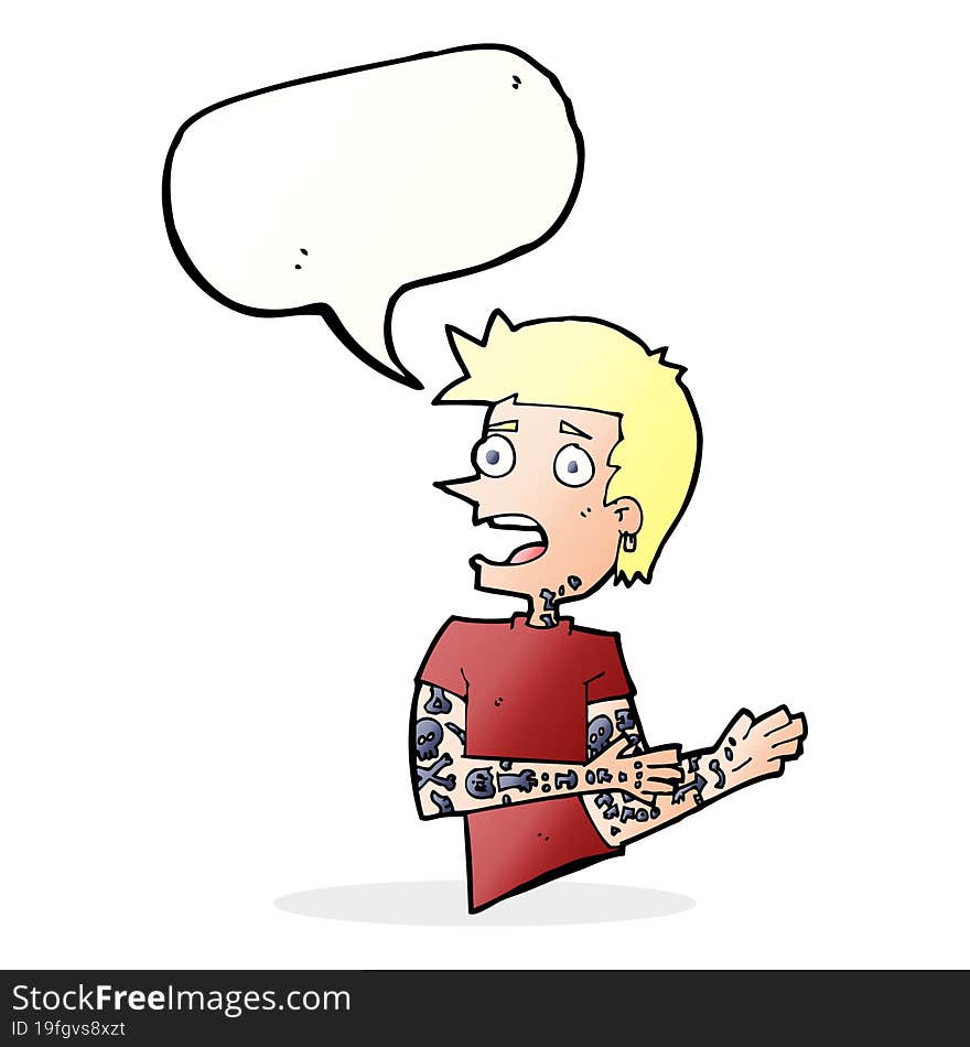 Cartoon Man With Tattoos With Speech Bubble