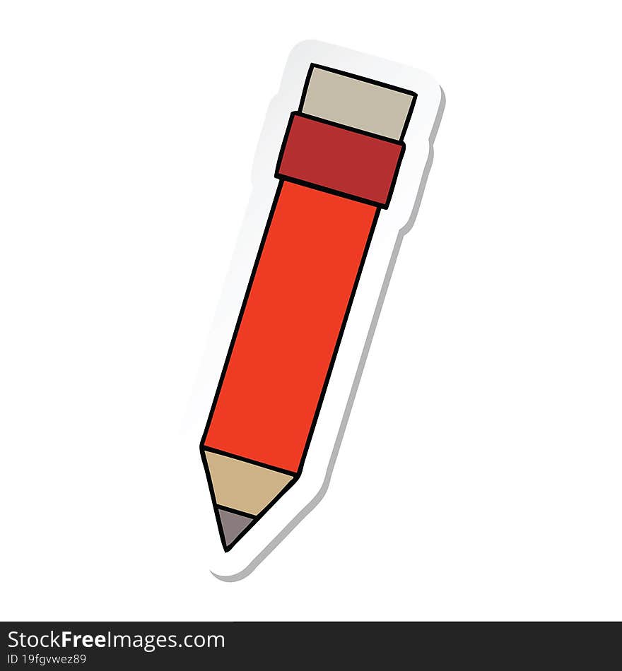 sticker of a quirky hand drawn cartoon pencil