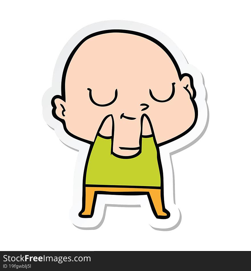 sticker of a cartoon bald man