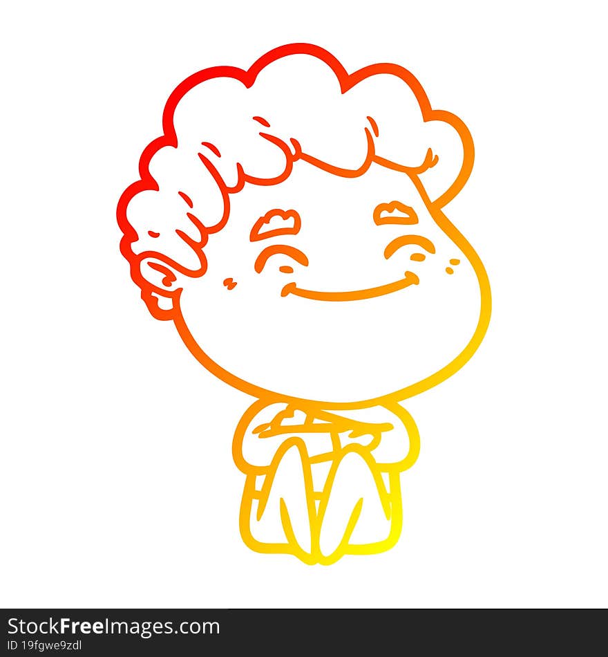 Warm Gradient Line Drawing Cartoon Friendly Man