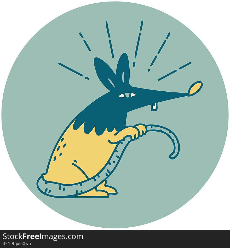 icon of tattoo style sneaky rat