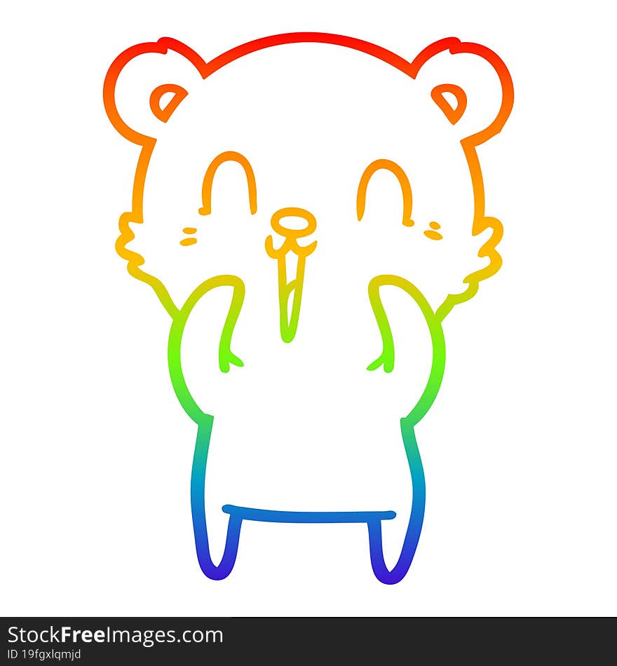 rainbow gradient line drawing happy cartoon bear