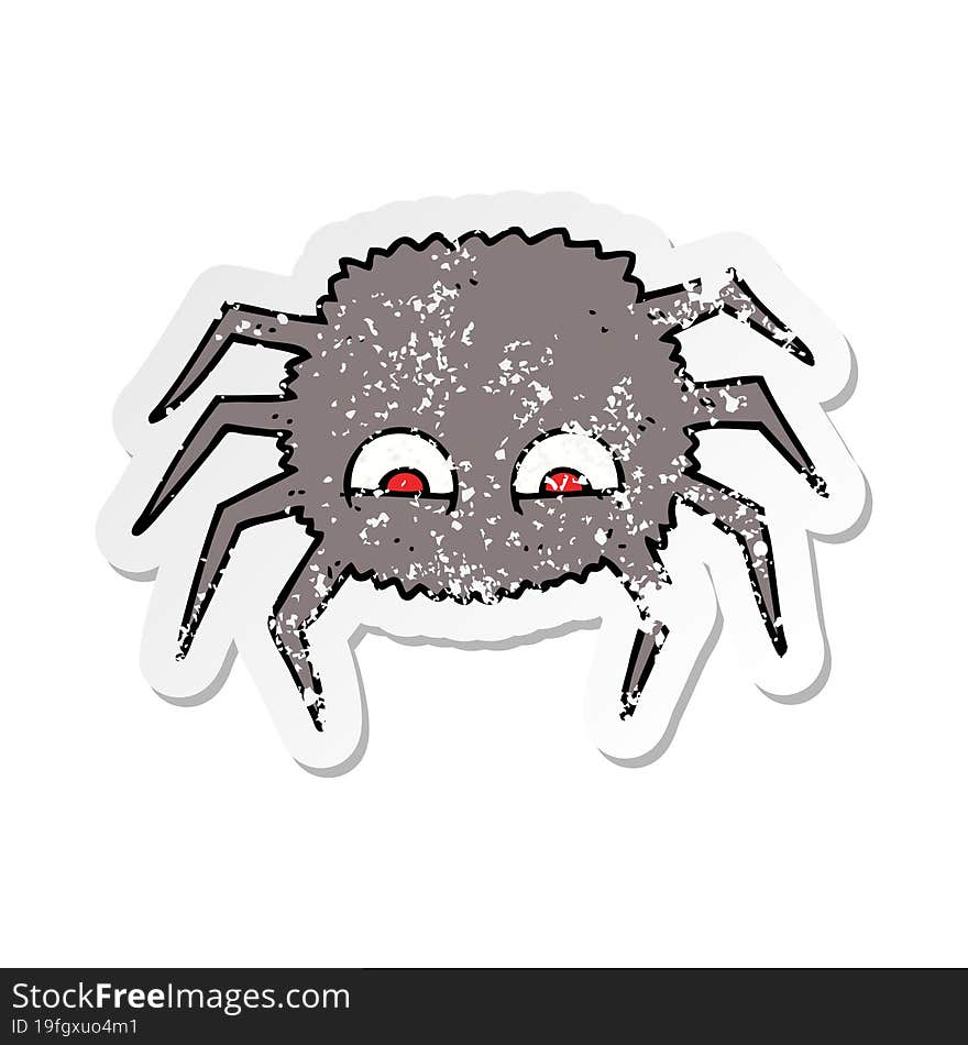 retro distressed sticker of a cartoon spider