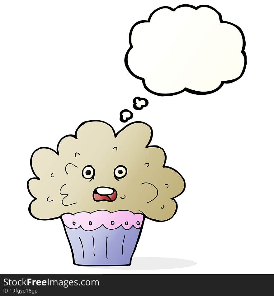 Cartoon Big Cupcake With Thought Bubble