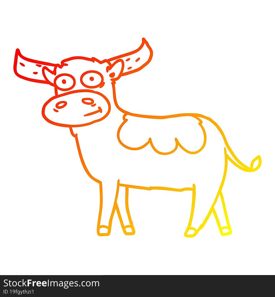 warm gradient line drawing cartoon bull