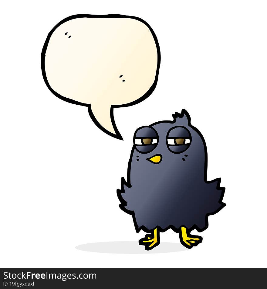 Funny Cartoon Bird With Speech Bubble