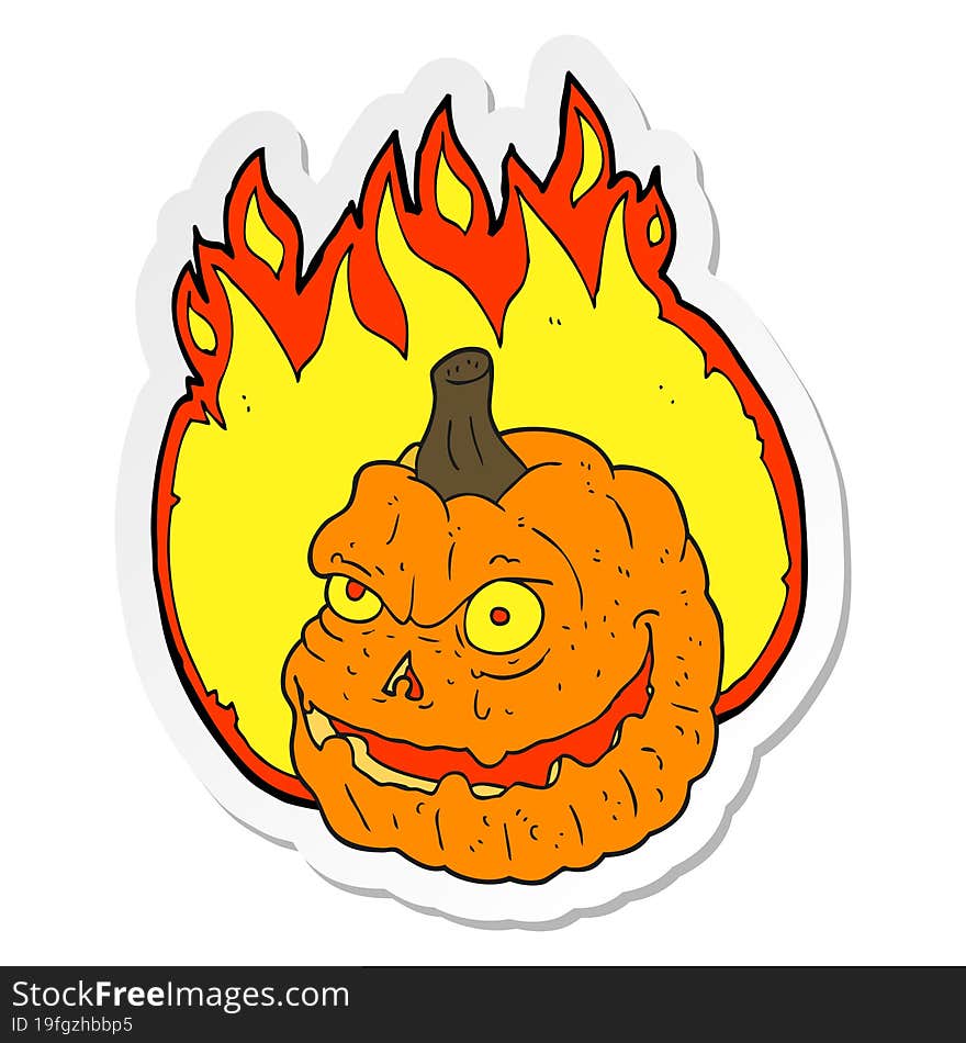 sticker of a cartoon spooky pumpkin